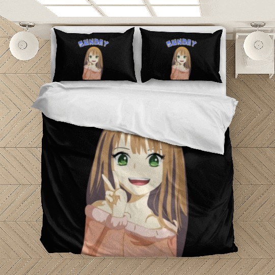 Cute Anime Girl Peace Sunday Days of the Week Bedding Sets
