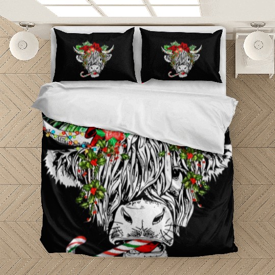 Christmas Highland Cow Merry Christmas Bedding Sets