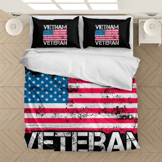 Vietnam Veteran Vintage Us Flag Military Vet Bedding Sets