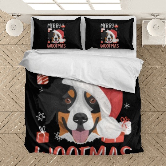 Bernese Mountain Dog Merry Christmas Bedding Sets