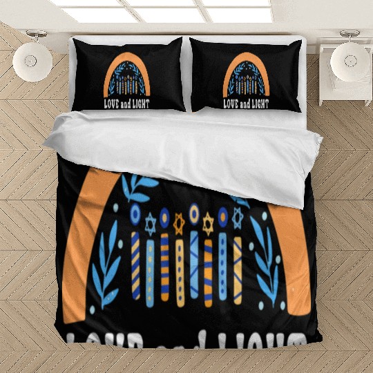 Love And Light Rainbow Hanukkah Jewish Chanukah Bedding Sets