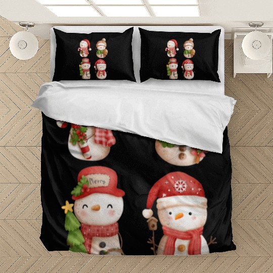 Snowmen in christmas mode happy holidays Bedding Sets