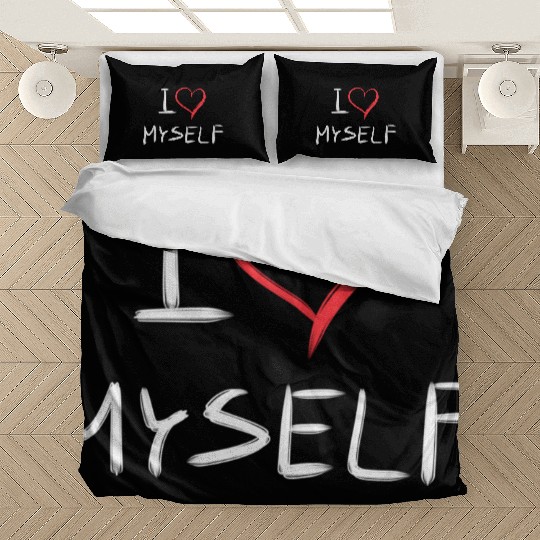 i love me heart text Bedding Sets