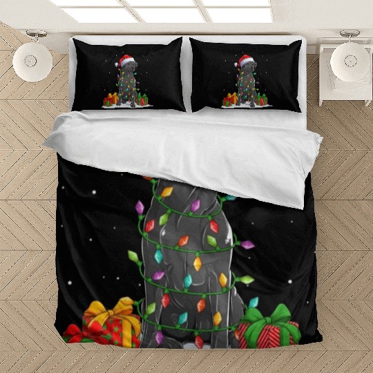 Black Lab Labrador Christmas Lights Pajama Dog Bedding Sets