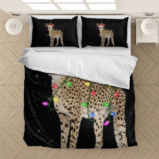 Cheetah Lover Xmas Lighting Santa Cheetah Christma Bedding Sets