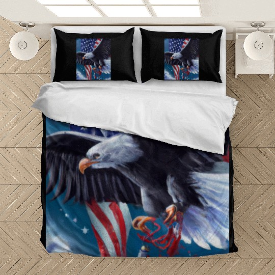 Patriotic Christmas Sea Eagle With Christmas Bedding Sets