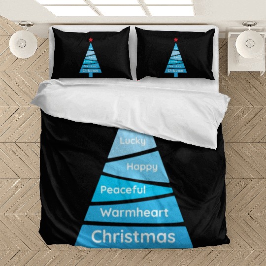 Minimalist Light Blue Christmas Pine Bedding Sets