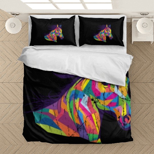 Colorful pop art horse portrait - pony Bedding Sets