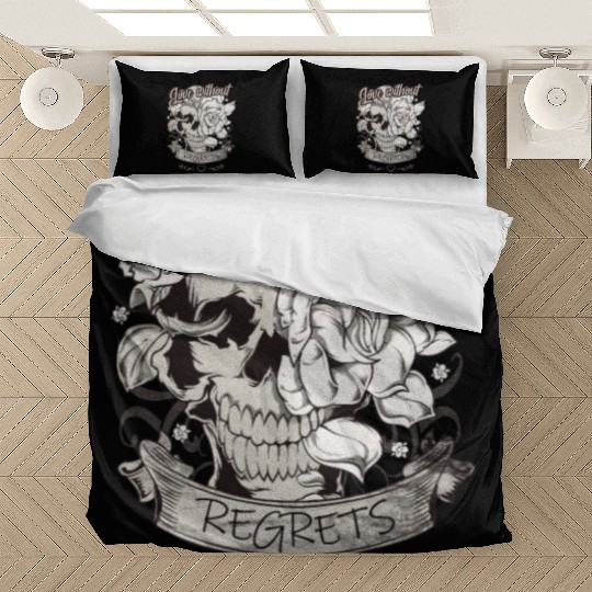 Love With No Regrets Skull With Roses Gift Bedding Sets