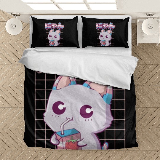 Transgender Pride Kawaii Cat Strawberry Milk Trans Bedding Sets