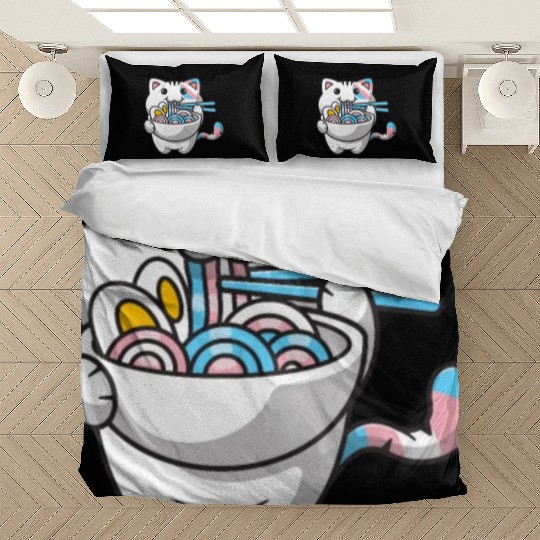 Transgender Pride Kawaii Cat Ramen Noodles Trans F Bedding Sets