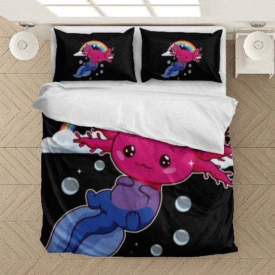 Bisexual Pride Bi Kawaii Axolotl Bisexual Flag Bedding Sets