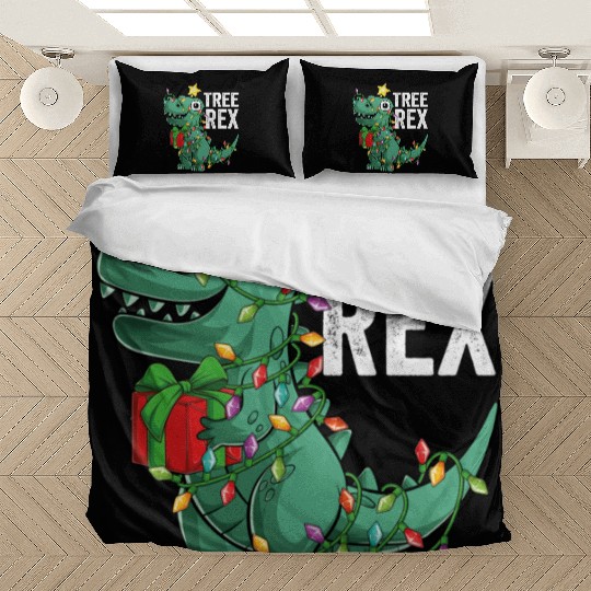 Kids Christmas Dinosaur Tree Rex Pajamas Toddler Bedding Sets