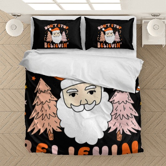 Retro Groovy Don't Stop Believin' Christmas Cute Bedding Sets