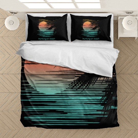 Artistic Huntington Beach California Palm Tree Bedding Sets
