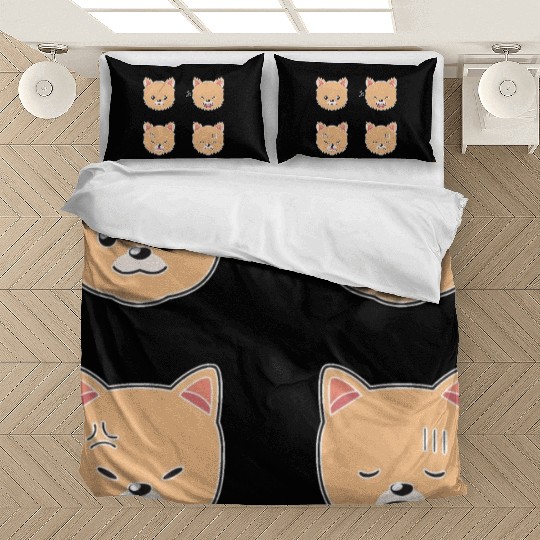Funny Pomeranian Dog Cartoon Faces Bedding Sets