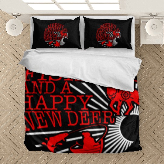 Christmas Bedding Sets, Merry Fishmas And Happy New Deer