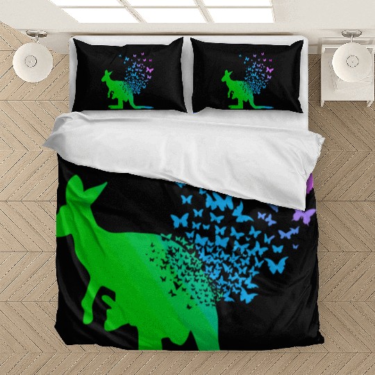 Butterfly & Kangaroo In Nature Australia Kangaroo Bedding Sets