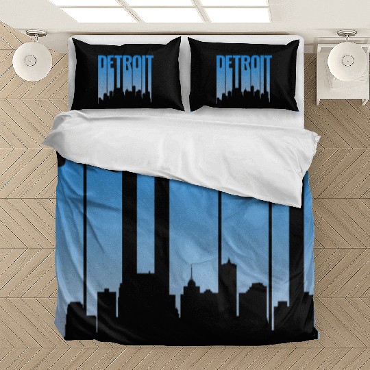 Detroit Michigan Skyline Bedding Sets
