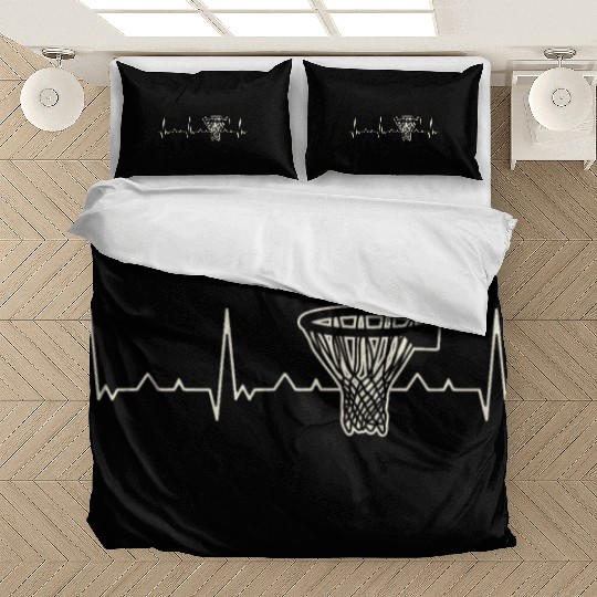 Basketball Basket Net. Heart. Love. EKG. Pulse. Bedding Sets