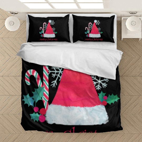 Santa Hat and Candy Canes for Christmas Bedding Sets