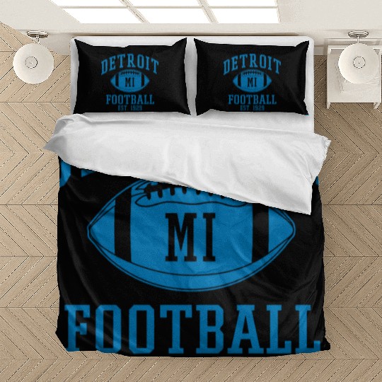 Detroit Football Vintage Michigan Retro Lion Bedding Sets