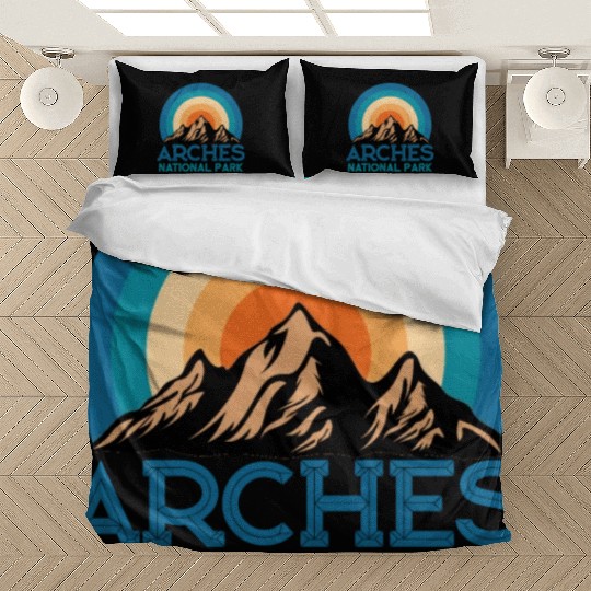 Cool Vintage Retro Arches National Park Mountain Bedding Sets