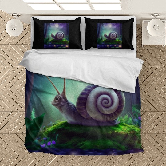 Spiral Moongazing Snail Ombre Aqua Lavender sky Bedding Sets