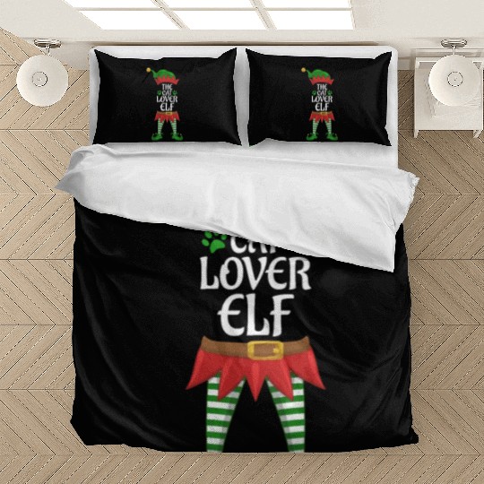 Cat Lover Elf Family Matching Christmas Party Bedding Sets