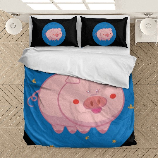 kawaii cute pink baby pig for farm animal lovers Bedding Sets