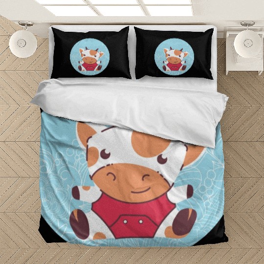 kawaii baby cow for farmers and farm animal lovers Bedding Sets
