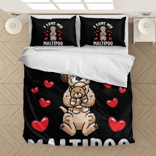 Maltipoo Dog With Stuffed Animal Bedding Sets