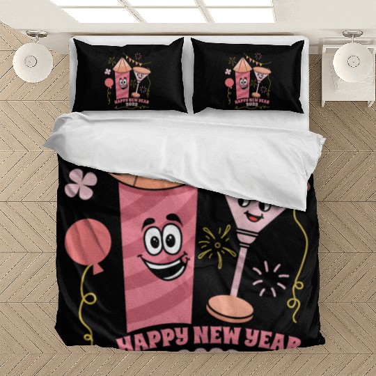 Wine Fireworks 2023 New Year Hello 2023 New Year Bedding Sets