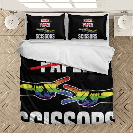 Womens Rock Paper Scissors Funny Lgbt Pride Bedding Sets