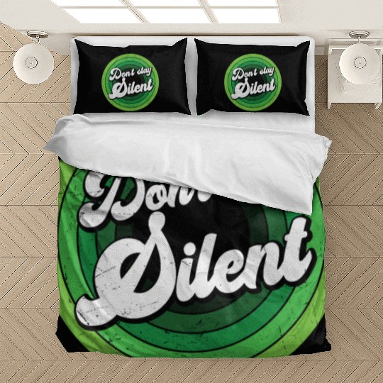 Don't Stay Silent Green Mental Health Bedding Sets