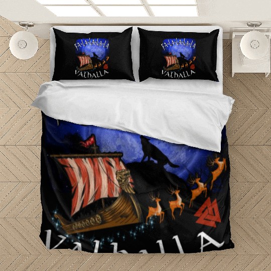 Fa La La La Valhalla Christmas Dragon Ship Vikings Bedding Sets
