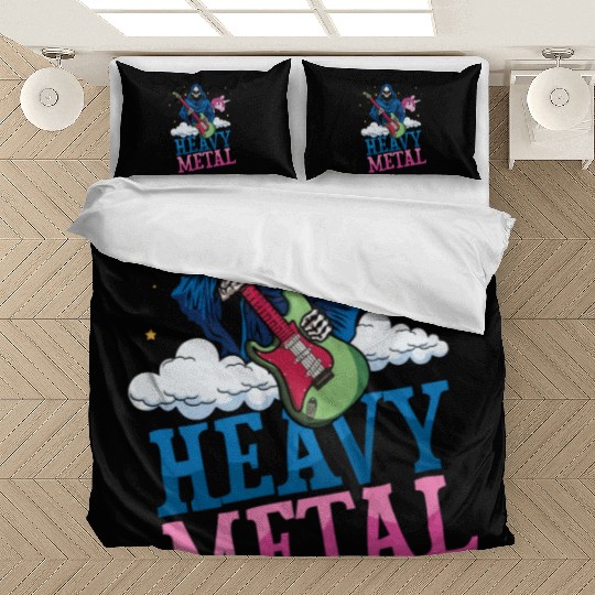 Grim Bone Unicorn Rainbow Metal Music Heavy Rock Bedding Sets