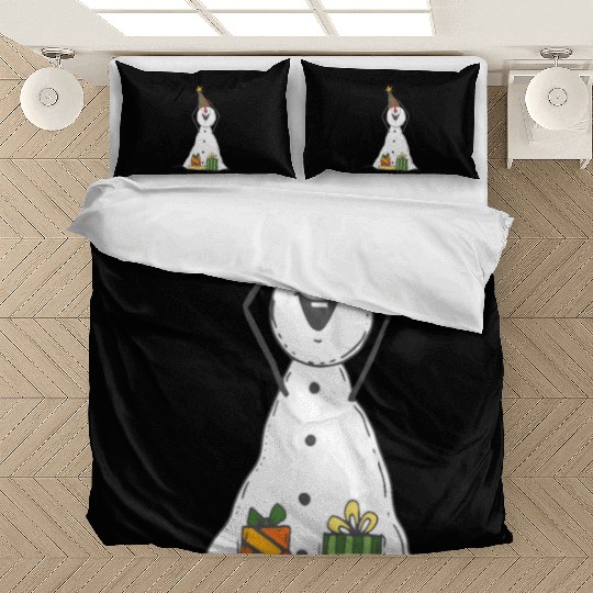 funny snowman with mustache and carrot Bedding Sets