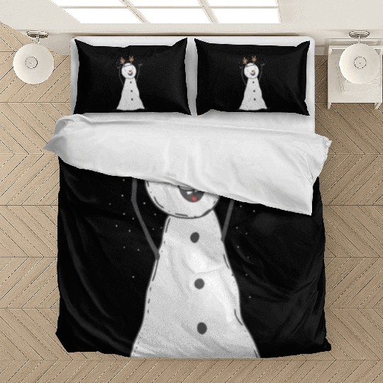 funny snowman with mustache and carrot Bedding Sets