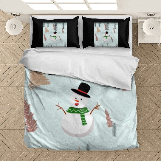 Cute Snowman enjoying snow. Bedding Sets