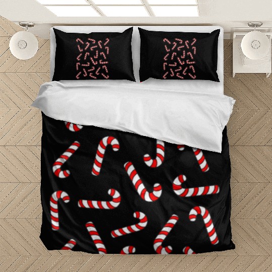 Christmas Candy Cane Kids Candy Canes Pajamas Bedding Sets