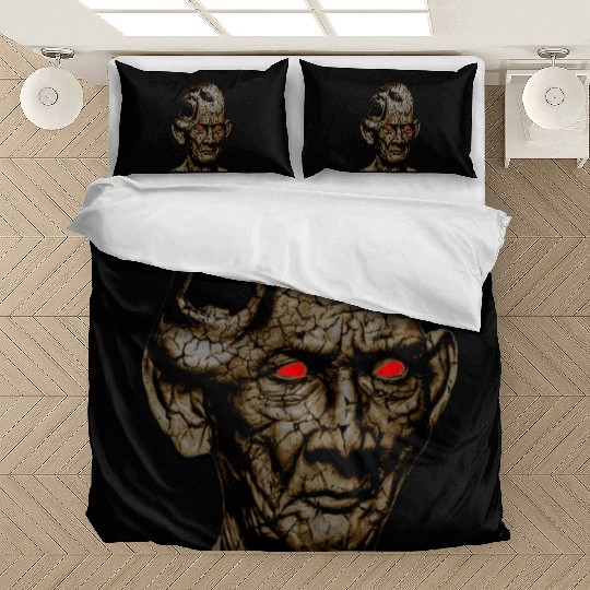 Stoic Old Man With Cracked Leathery Skin Red Eyes Bedding Sets