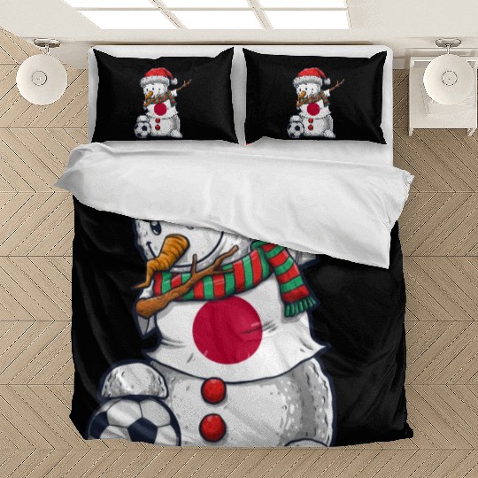 Soccer Boy Dabbing Snowman Christmas Jersey Japan Bedding Sets
