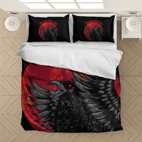 Red Black Illustrated Gothic Halloween Bedding Sets