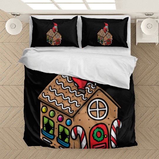 Christmas Gnome Gingerbread House Candy Cane Bedding Sets