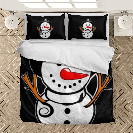 Cute Snowman With Carrot Nose And Hat Bedding Sets