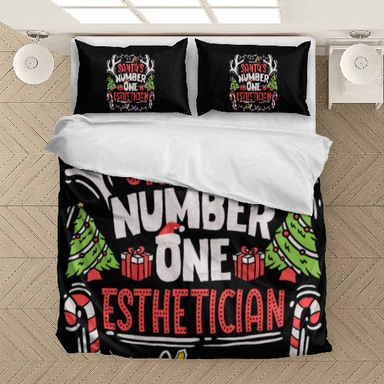 Santas Number One Esthetician Christmas Skin Care Bedding Sets