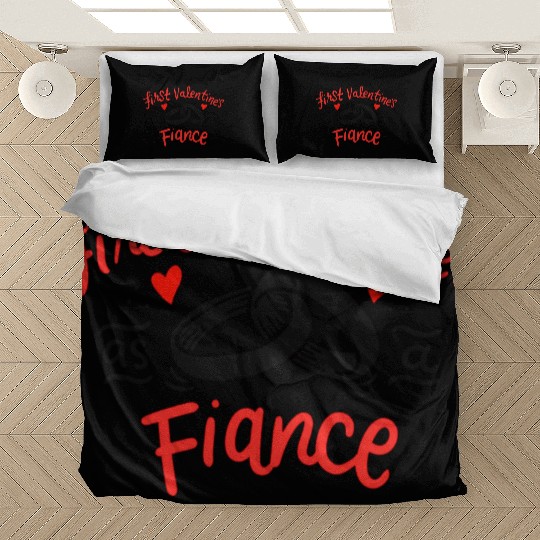 first valentine as fiance hearts day engagement Bedding Sets