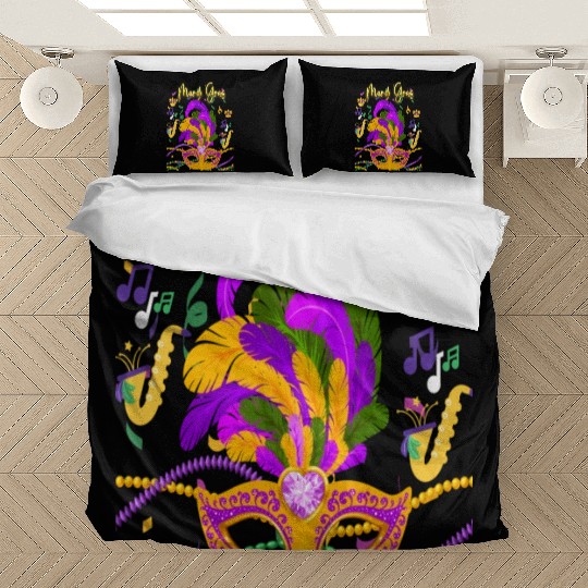 Mardi Gras Beads Mask Feathers Bedding Sets