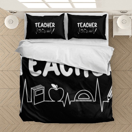 Teacher heartbeat teachers school class teach Bedding Sets